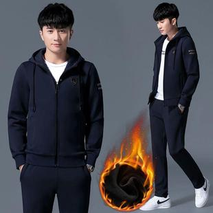 连帽衣男士 秋冬季 1836绒加厚卫青年潮流新款 男加68 运中动套件装