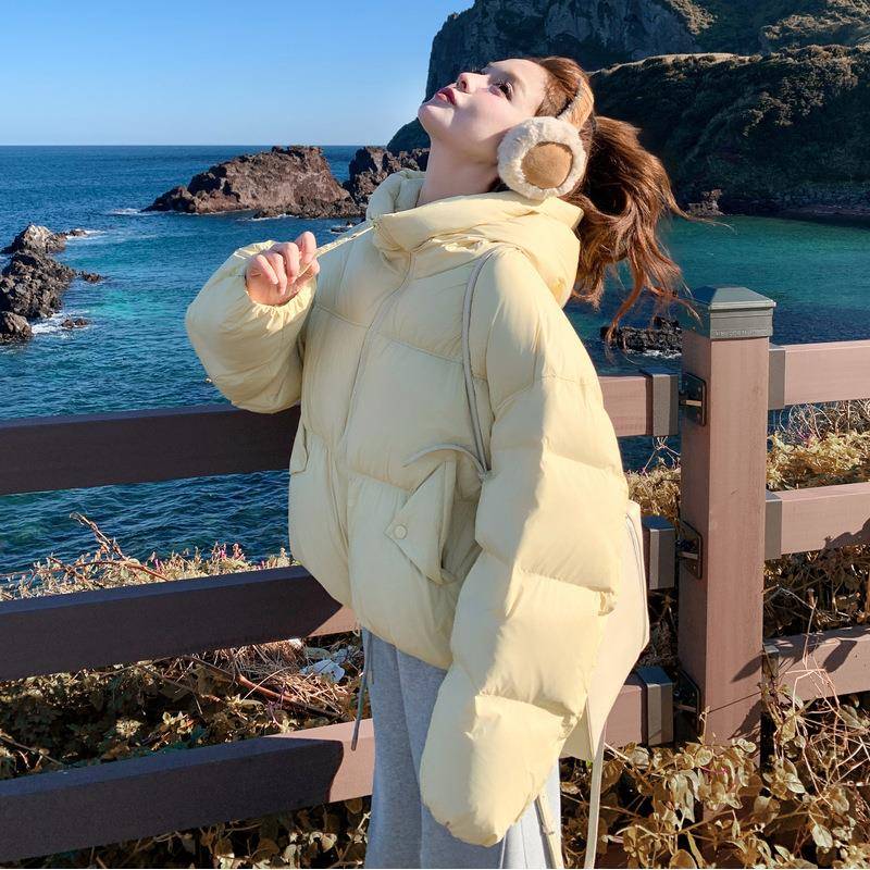 黄色奶fC221-F20u连fu款帽羽绒服女短2025新冬款韩版减龄保暖90白