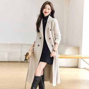 呢料高档羊毛YB3036 长款 1呢Y 2025女秋冬新系带呢子大衣士时尚 款