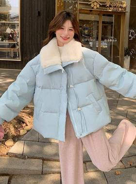 奶蓝色2B222-86短款包羽绒服2看女冬季小个子025新款洋气超好90白
