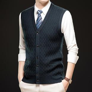 2025士秋冬羊绒86K22 休闲中老年外搭羊毛马甲加开 TB背毛心男厚款