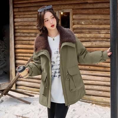 大翻领休内里加绒加厚闲女式羽绒2025冬BL2525-1季新款服5工装派