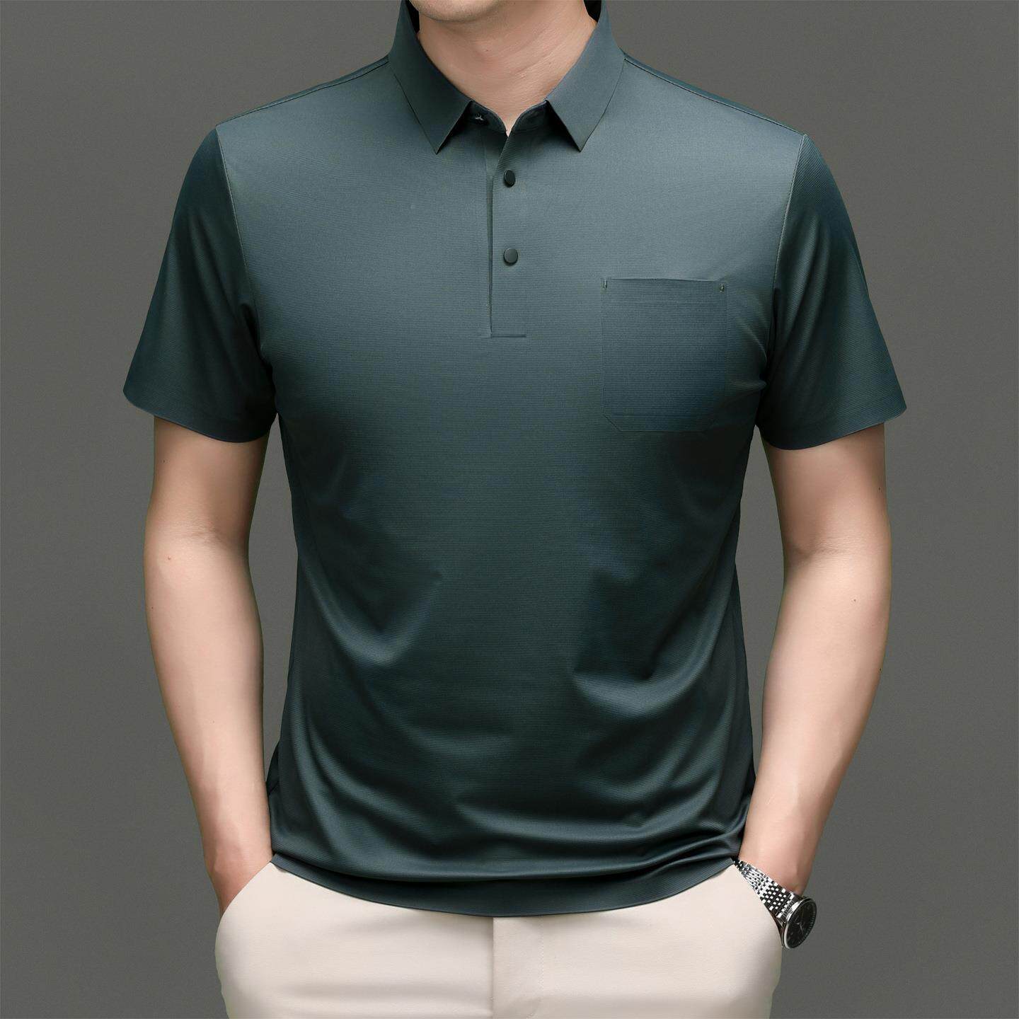 夏季9323-J丝短衫袖恤中青年男士时尚休闲上宽松冰衣薄款体恤