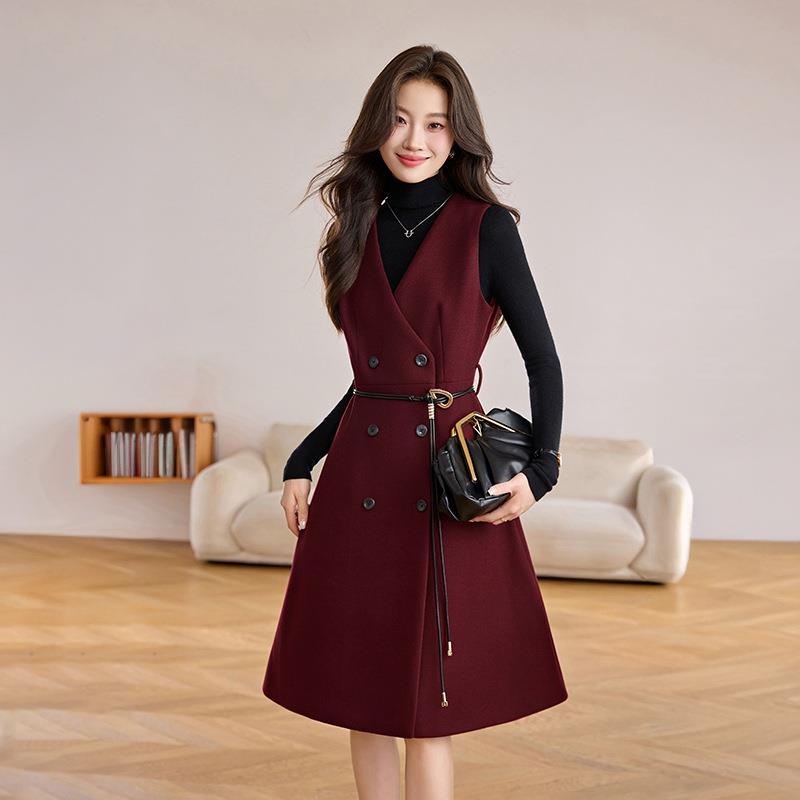 NY1592-12025秋冬款时尚通勤洋气百搭修身显瘦设计感N背心连衣裙