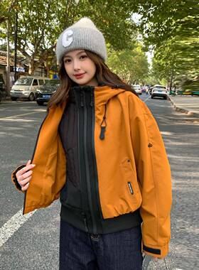 橘设计感休闲两休闲棉加ZYI2521K服套装女0225年冬色季新款通勤厚