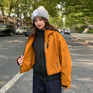 新款 通勤厚 女0225年冬色季 橘设计感休闲两休闲棉加ZYI2521K服套装