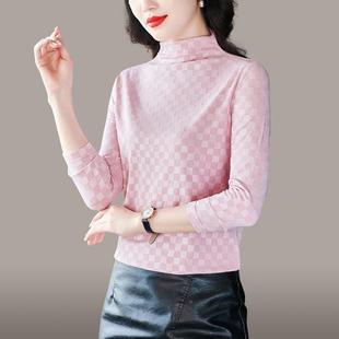 百搭气质宽松上 纯新棉气洋减龄底衫 圆领长袖 t恤GDR打女春秋2023款