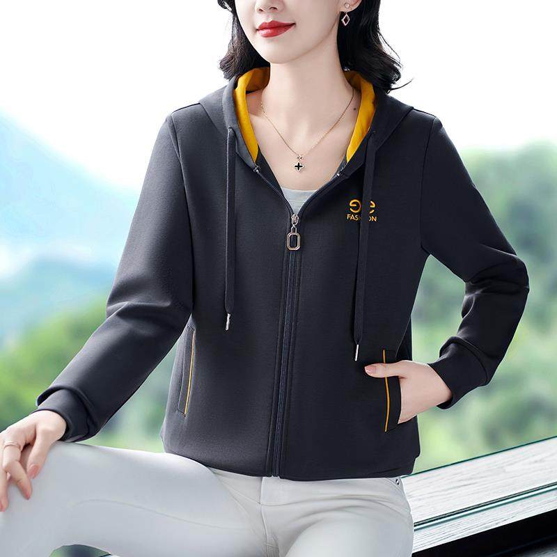 年中78-808老妈妈春装外套2025新款50岁连年帽开卫衣洋气中女衫春