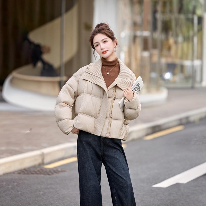 毛线拼接针织领90白鸭绒羽绒服W女210WN1078-125季时尚小个子冬面