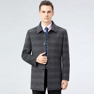 2024冬新品 翻大领双衣8823面呢羊毛呢秋衣男中年羊绒风羊毛外 男士