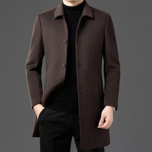 务商休闲外套5588 202中5冬季 翻领呢大衣男士 中老年长款 PP爸 新款