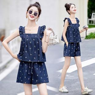 牛两件仔 小香短裤 套装 女风半2616夏季 小个子轻奢显气瘦质名媛薄款