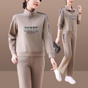 时尚 拉链宽松运动89670359套装 头大码 新款 洋气卫衣两 女2502春秋季