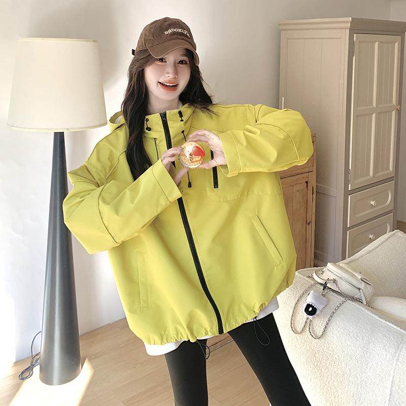 黄色今年流闲行爆款外户冲锋衣夹克女款秋季新小个子休显C155-601