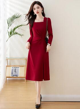 1春季新款裙红色长袖连衣新娘婚宴装礼服秋洋气Z5193-08打底裙 Z5