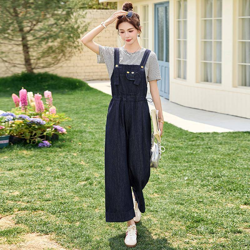 时尚套装女2025背新HZ2070-0款洋气减龄条纹T恤7牛仔带裙Z两件套