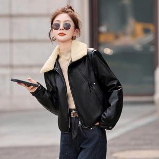时皮尚衣外套202女5冬秋季新款洋气显瘦百搭皮夹克羽绒服 CY81CY8