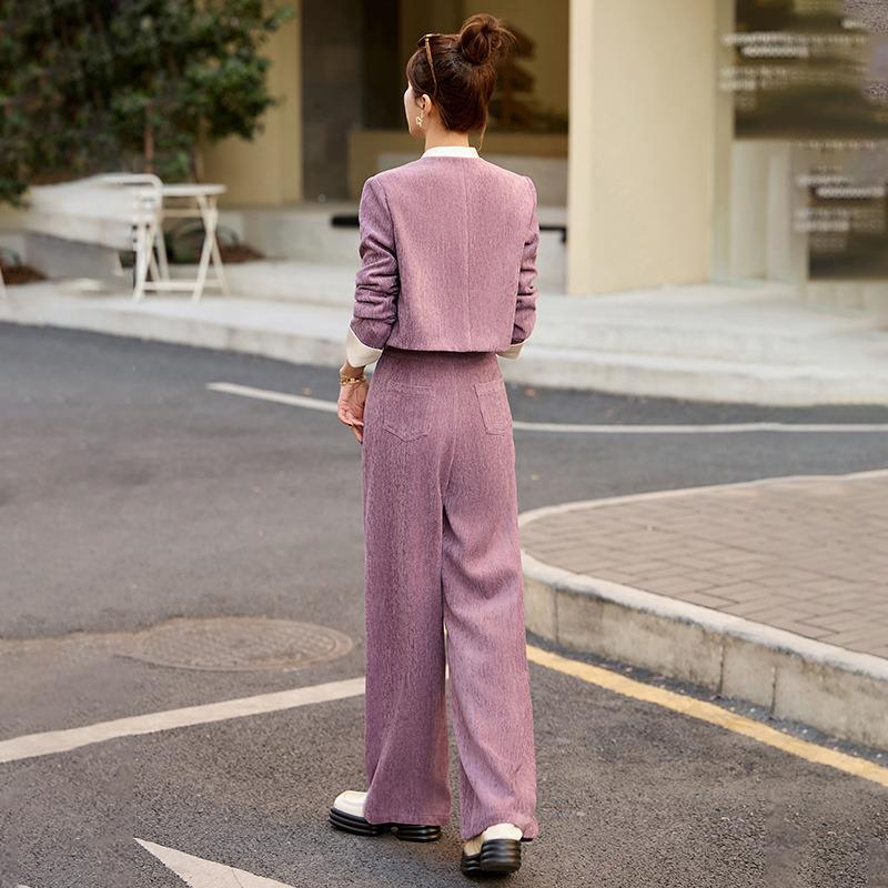 时尚YH2617-0套装20款25春季新女小香风气质女外套阔腿裤两件套