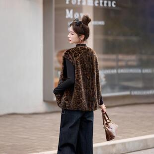 1豹马甲外套HE 毛毛百搭背心髦洋气皮毛体HE5501 2025冬季 新时一款