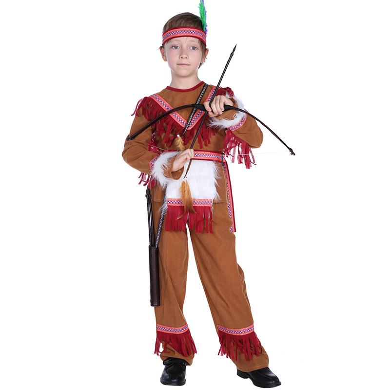 万圣节cosplay服装儿童面具舞会印第安人演出服猎人弓箭铠甲勇士