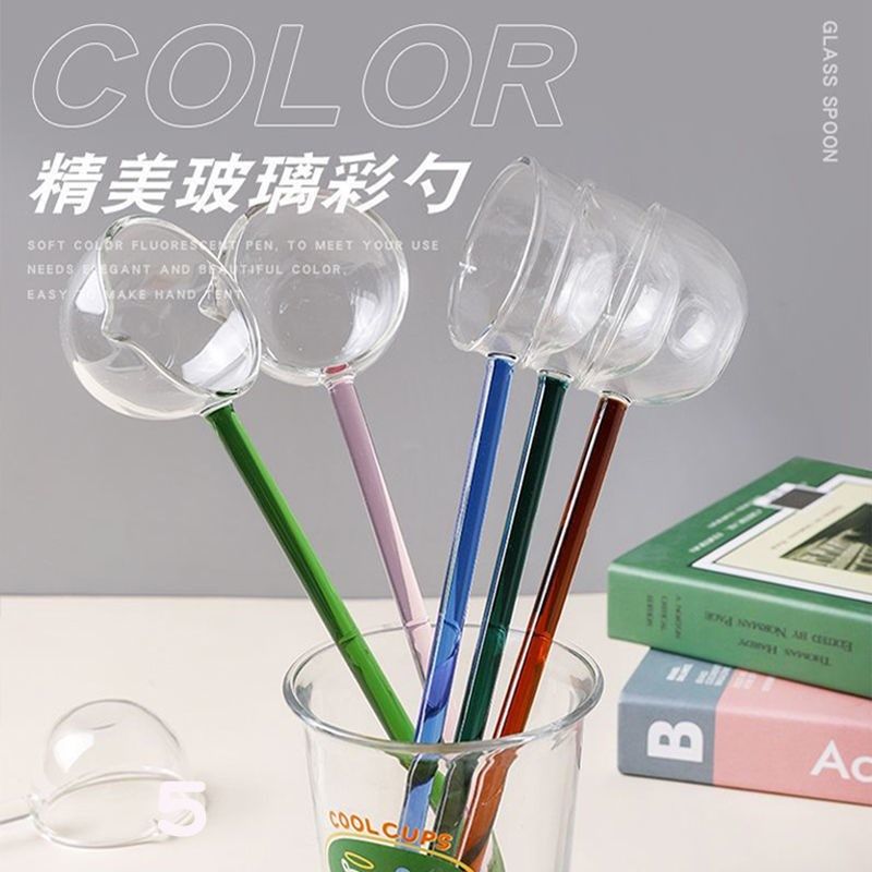 彩色玻璃大汤勺家用长柄