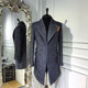 秋冬英伦风男士 双排扣毛呢子外套 中长款 人字纹羊毛呢大衣韩版 修身