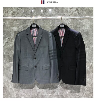 tb经典款潮牌西装男黑灰色单排扣