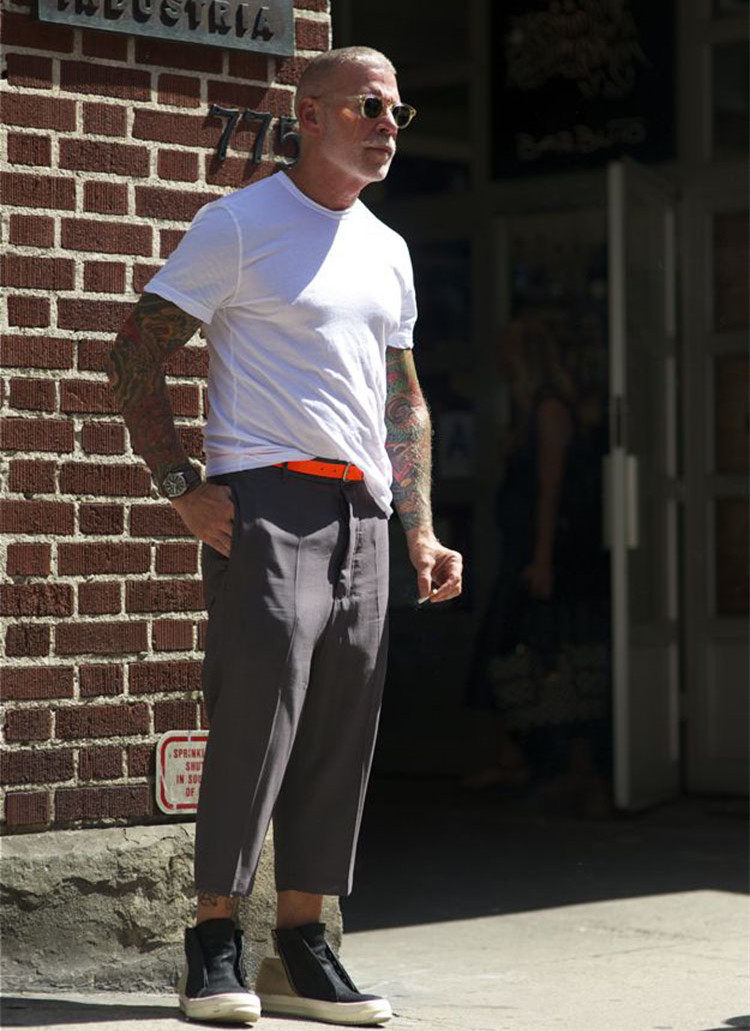 nick wooster夏九分裤胖子男吊裆雅痞锥型休闲西裤欧美复古潮大码