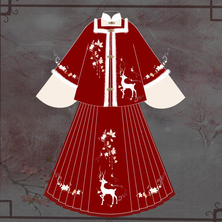 初莲原创正品汉服明制比甲对襟立领袄裙斗篷白菜价加绒秋冬款汉服
