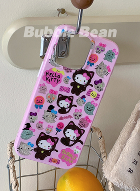 售完不补/原创粉kitty双层工艺手机壳适用于苹果15promax少女