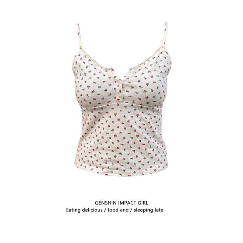 纯欲内搭碎花短款小吊带背心女夏