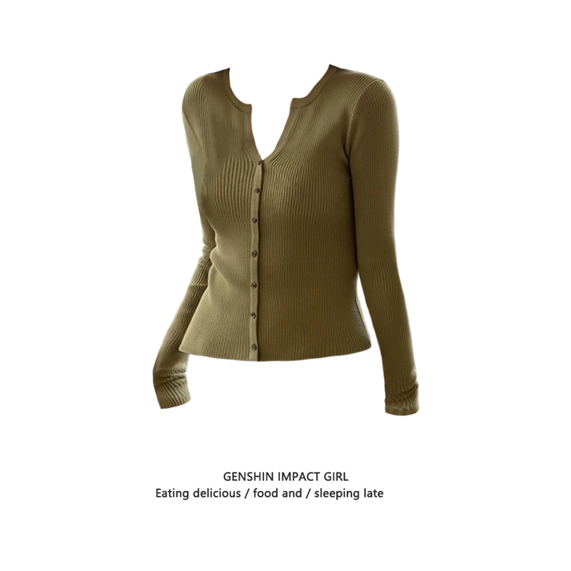 设计感修身显瘦纽扣百搭针织衫女