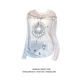 白色上衣潮 宽松显瘦辣妹防晒打底罩衫 韩系穿搭印花长袖 t恤女夏季