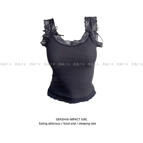 纯欲辣妹蕾丝花边小吊带背心女