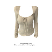 修身 韩系甜辣妹方口领螺纹长袖 上衣女新款 显瘦别致休闲百搭T恤ins