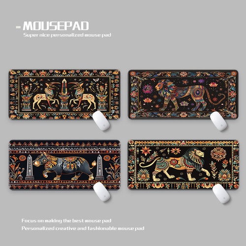 古埃及传统几何艺术河马狮子鼠标垫超大滑 Egyptian Art Desk Mat