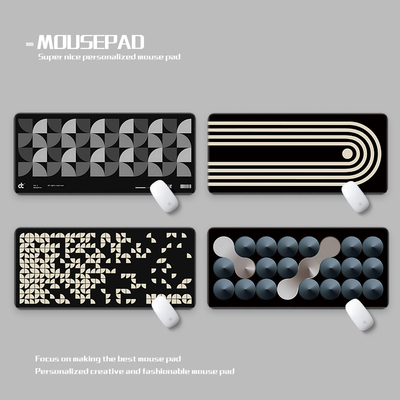 现代3D几何圆形图案鼠标垫超大防水丝滑办公游戏 GeoPod Deskmats
