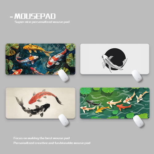 好运锦鲤鼠标垫超大防水加厚耐脏电竞游戏桌垫日系滑 koi deskmat