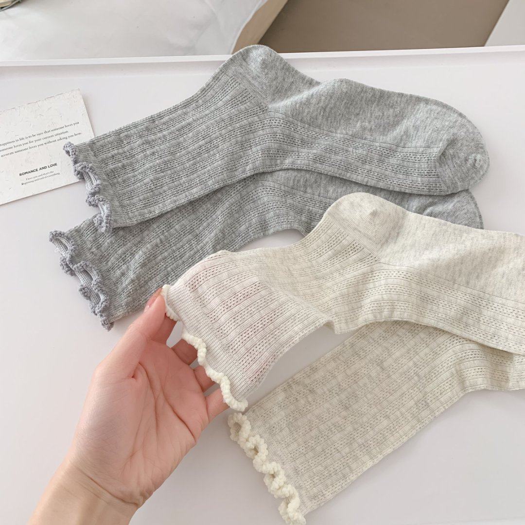 袜子女春夏季薄款中筒袜纯色网眼透气女袜防臭木耳边学院风堆堆,运动包/户外包/配件,运动袜,淘宝优惠券,粉丝福利购,淘宝优惠卷