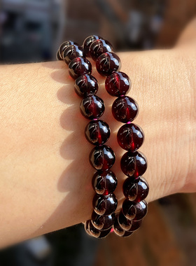 7A石榴石手链天然正品 红色大颗7毫米\8MM男女一单圈项链美容养颜