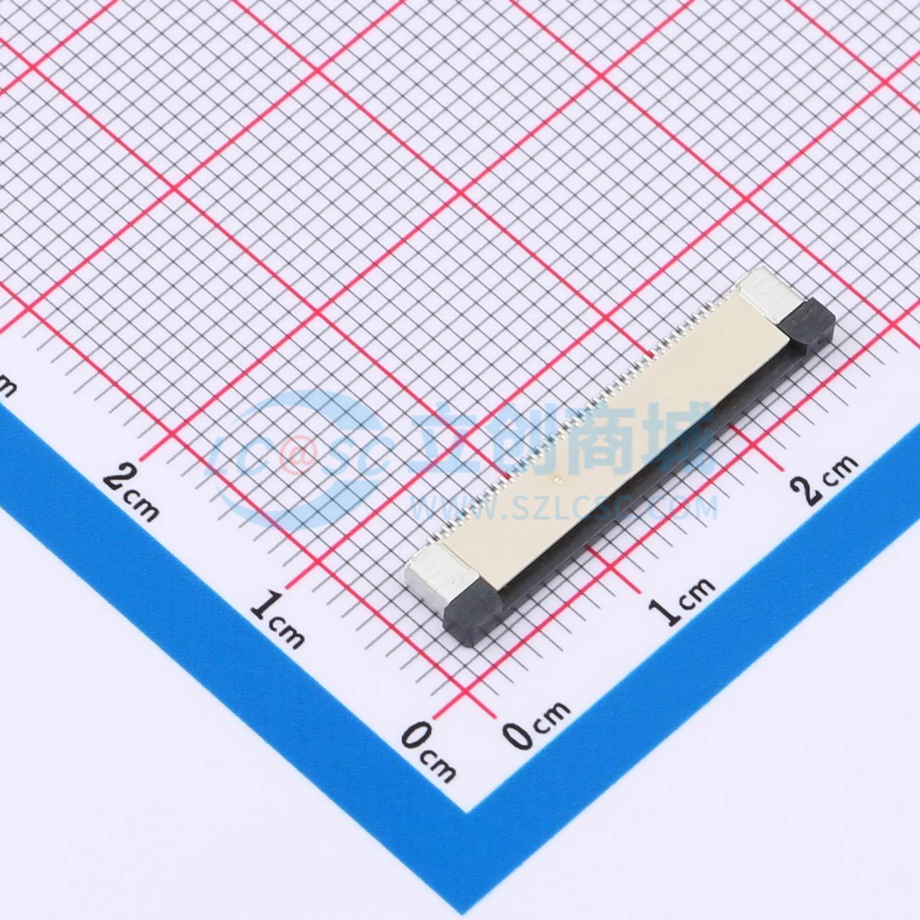 连接器 KH-CL0.5-H2.0-40PS-SMT SMD,P=0.5mm,卧贴 抽屉式 40P 上