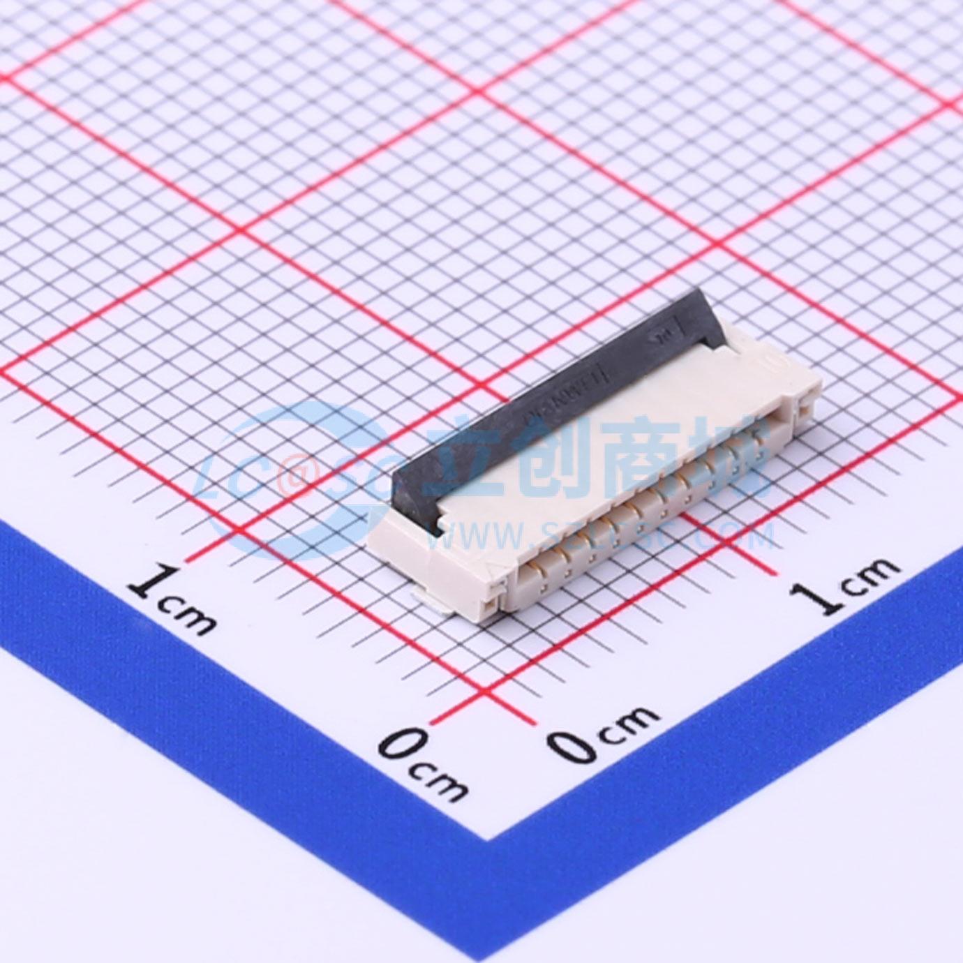 连接器 F1004-H-10-20G-R SMD,P=1mm,卧贴 翻盖式 10P 双侧触点/