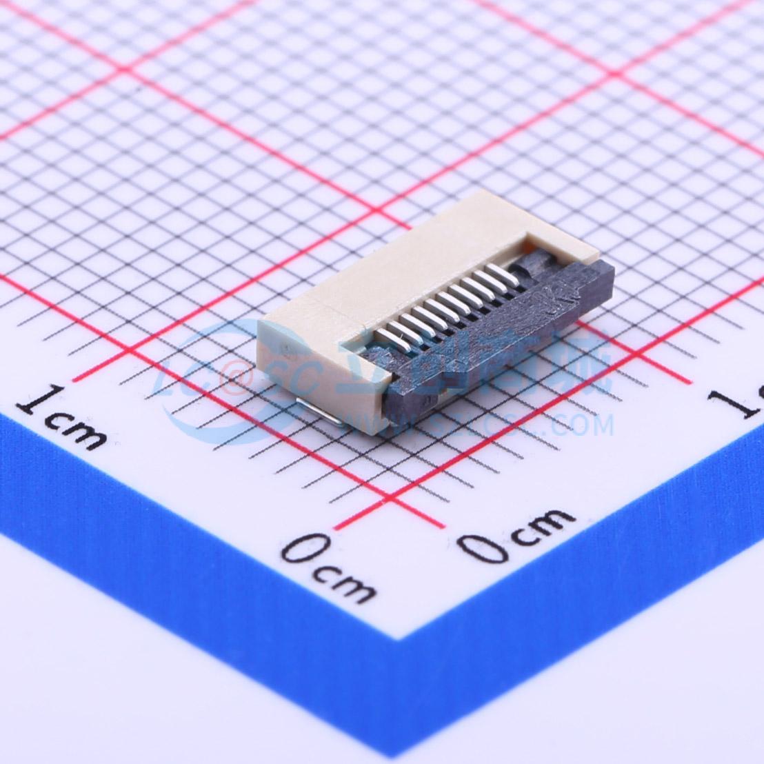 连接器 FPC0.5MM10P翻盖式下接触 SMD,P=0.5mm 电子元器件