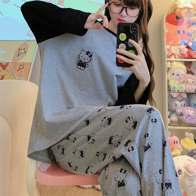 德绒加厚胖MM大码睡衣女套装260斤穿猫咪印花加肥加大保暖家居服