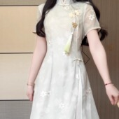 连衣裙 气质淑女改良旗袍日常可穿新中式 抹茶麻薯2026年春夏季 新款