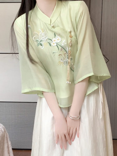 抹茶麻薯2026年春秋季新中式国风盘扣旗袍两件套日常时尚少女套装