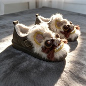 冬季 厚底保暖勃肯鞋 手工加绒虎头鞋 民族风国潮汉服棉鞋 女中式 新款