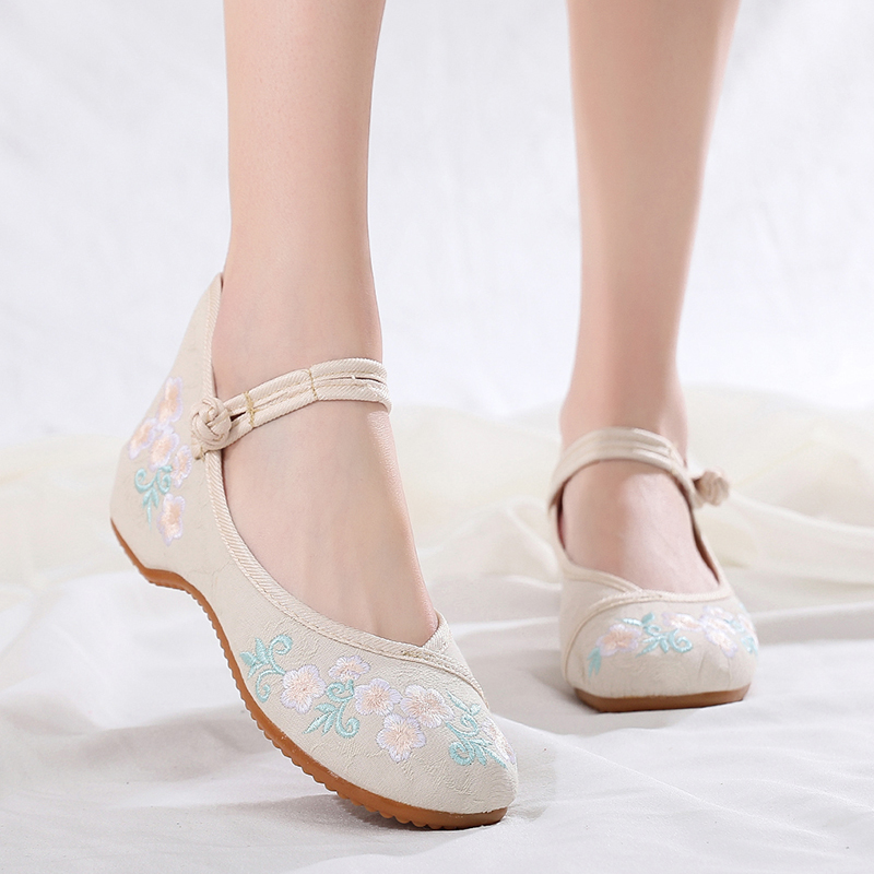 春夏绣花鞋女平底淡雅汉服鞋子女