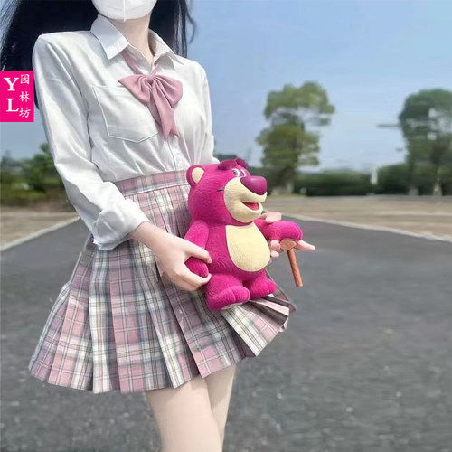 日系jk格裙原创夏季正版小个子春秋季学院风基础款套装高腰女衬衫