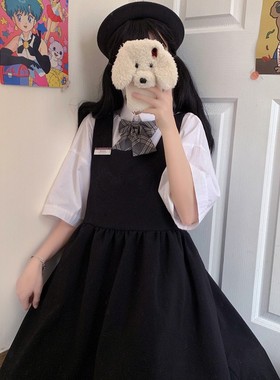 原创jk制服日系学院风背带连衣裙女夏季短袖衬衫百褶裙小个子套装
